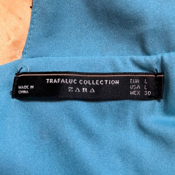 Trafaluc by Zara Floral Patterned Teal midi dress size L - Picture 2 of 11